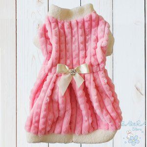 NEW CUTE DOG PUPPY PINK COSTUME CLOTHES BIRTHDAY PARTY WINTER DRESS SIZE S M L